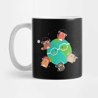 Cute animals in space - Friends stick together Mug